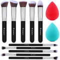 image of BEAKEY Pinceaux Maquillages Professionnel, Pinceau Maquillage Pour Fond de Teint Blush L'anti-cernes Fard à Paupières Poudre Libre, Avec Blender Eponge(10+2pcs, Noir/Argent)